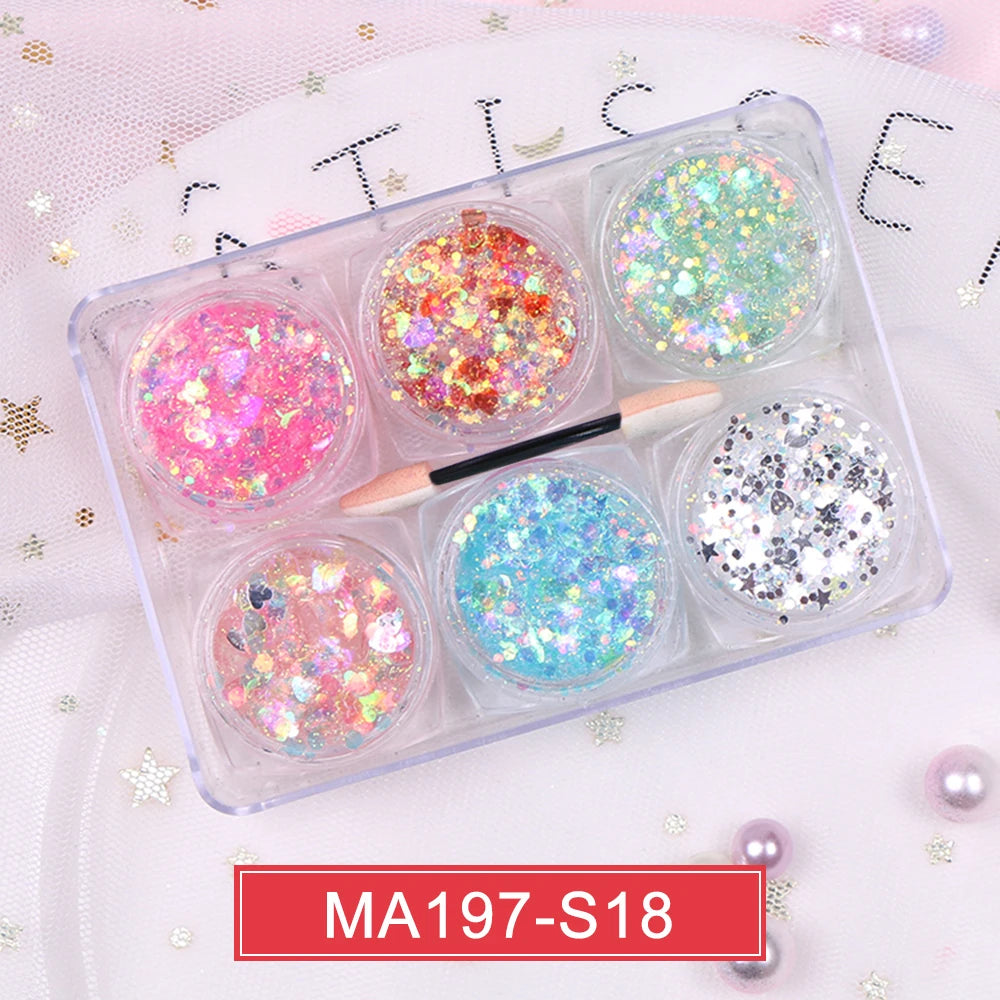 Kit 6 Frascos de Sombra Glitter