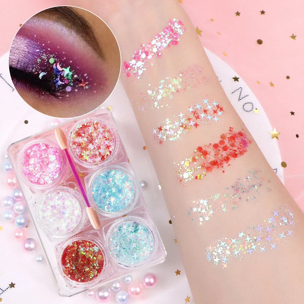 Kit 6 Frascos de Sombra Glitter