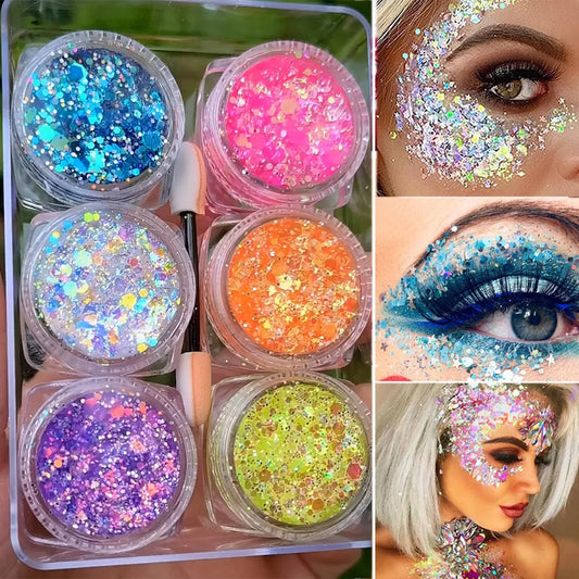 Kit 6 Frascos de Sombra Glitter