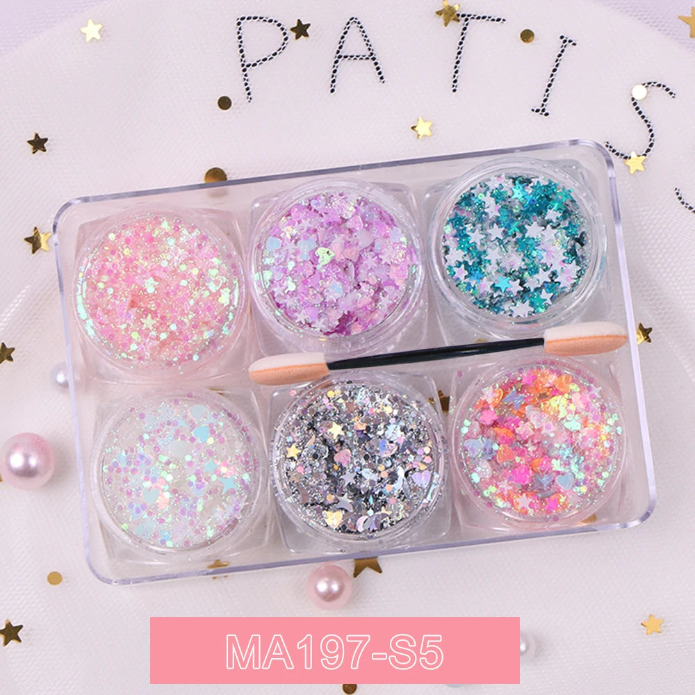 Kit 6 Frascos de Sombra Glitter